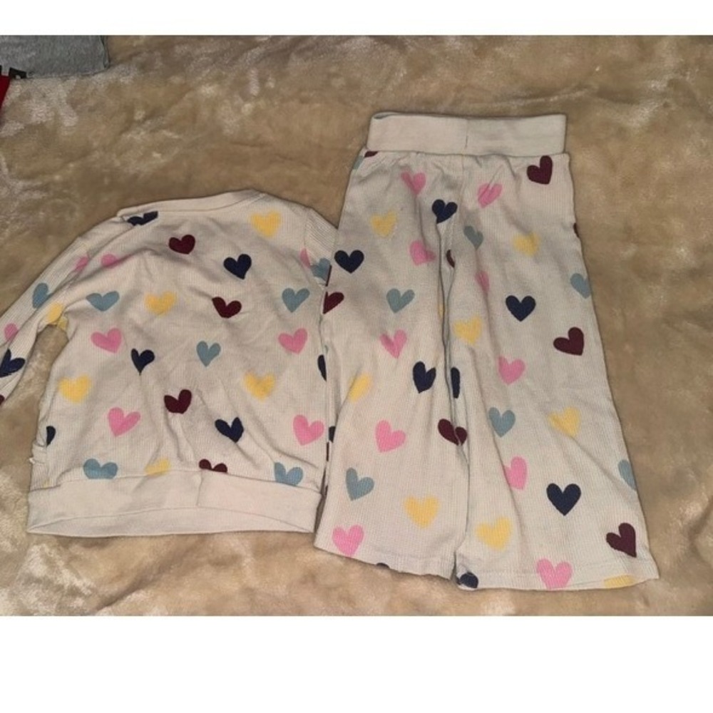Garanimals Toddler Girls 2T Heart Waffle Knit Sweatshirt and Pants Set Cream